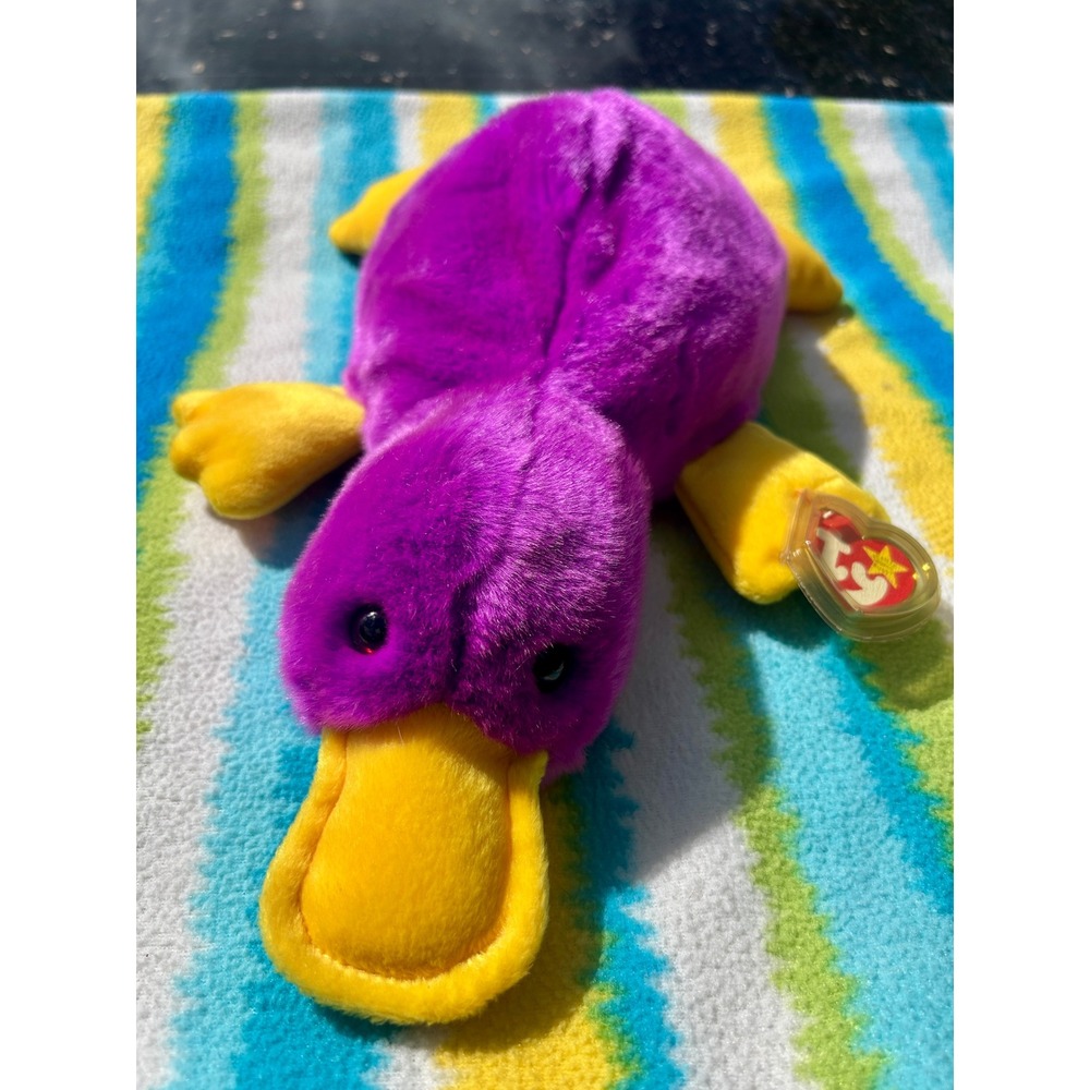 Ty Beanie Buddies Patti Platypus Purple Yellow Plush 1998 Large Size Excellent